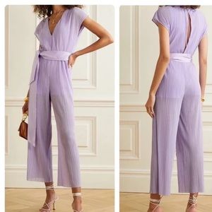 Alice + Olivia Jumpsuit-Purple-Pleated Accents